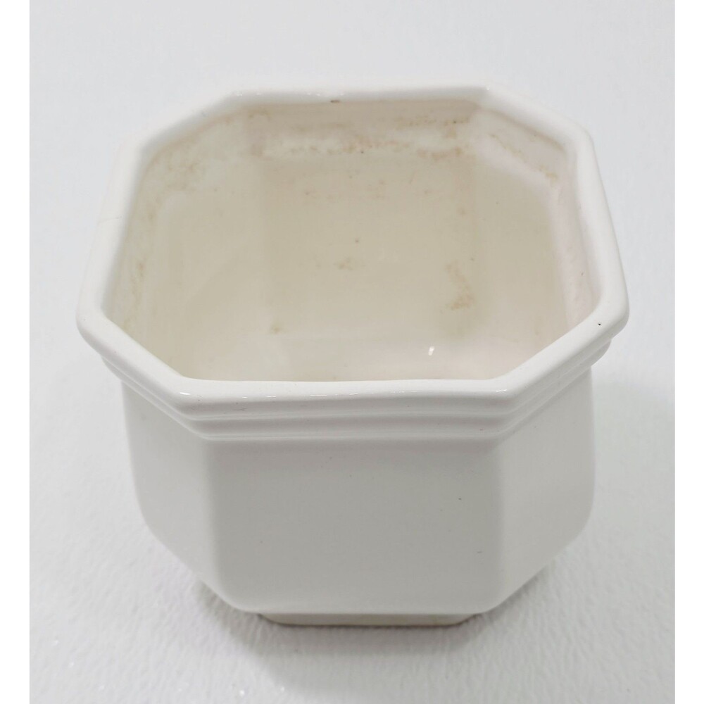 Vintage Ungemach UPCO White Octagonal Ceramic Planter #803 USA Pottery MCM